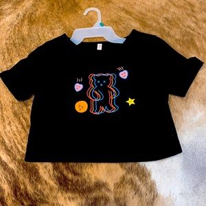 Romwe small black cute graphic tee